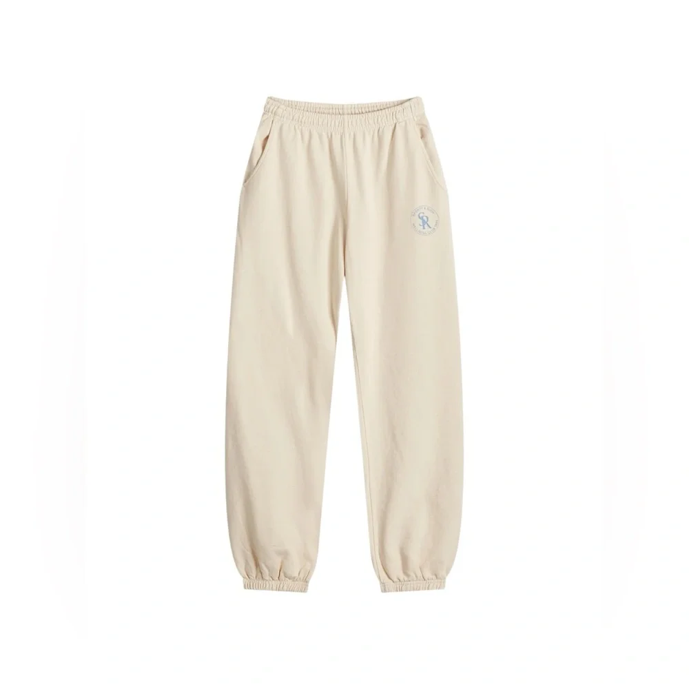 🆕 SPORTY & RICH | S & R SWEATPANTS | CREAM & BLUE | SIZE: LARGE (UNISEX) - Picture 1 of 7